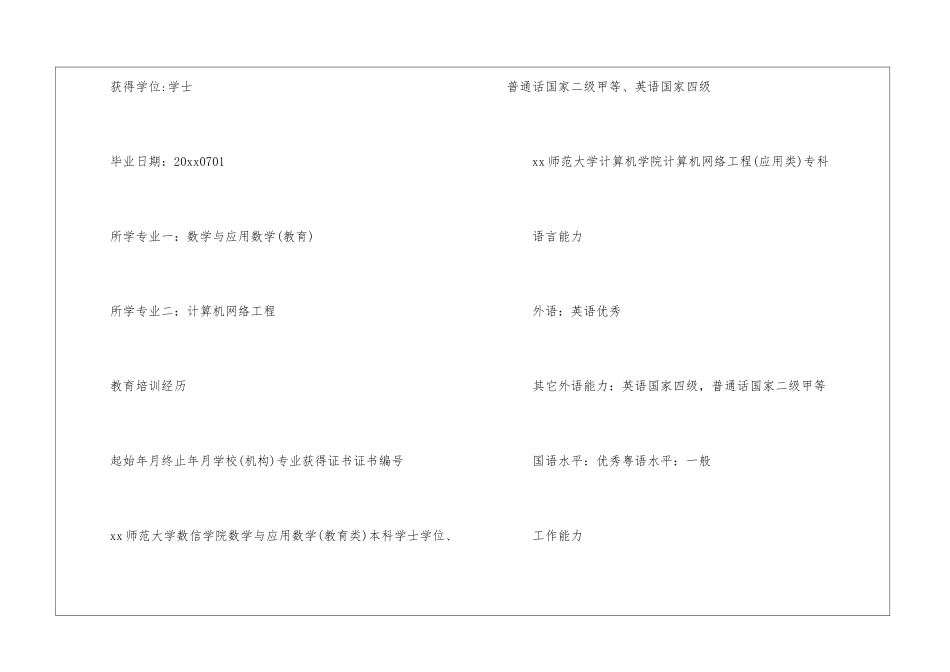 有关优秀教师个人简历模板_第3页