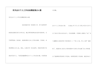 有关会计个人工作总结模板集合6篇