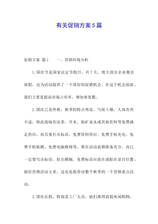 有关促销方案5篇