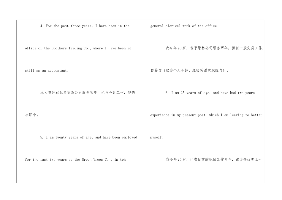 有关叙述个人年龄、经验英语求职短句_第2页