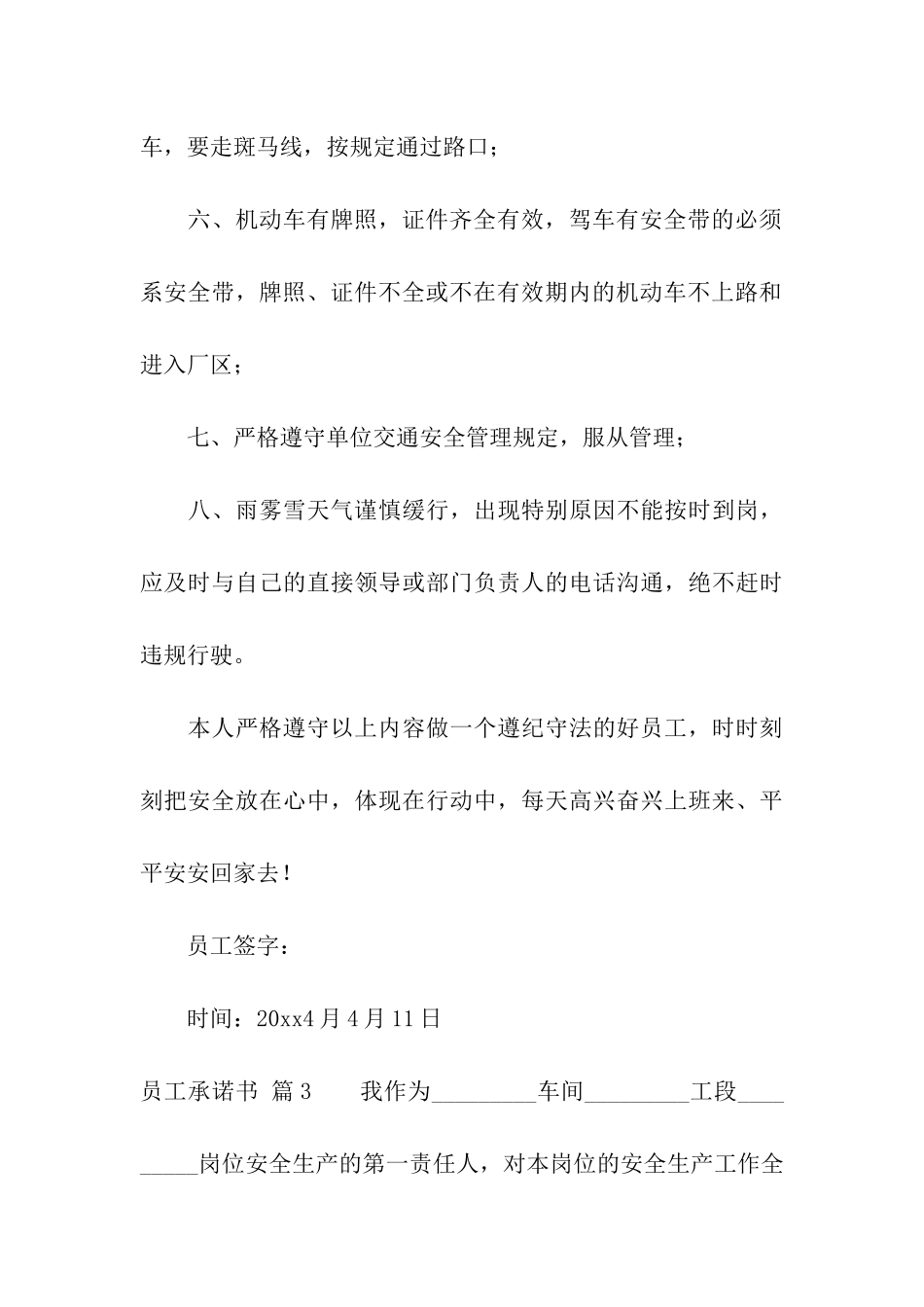 有关员工承诺书集合6篇_第3页