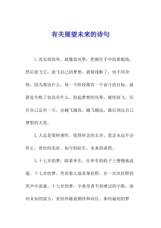 有关展望未来的诗句