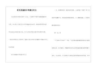 有关幸福的中考满分作文