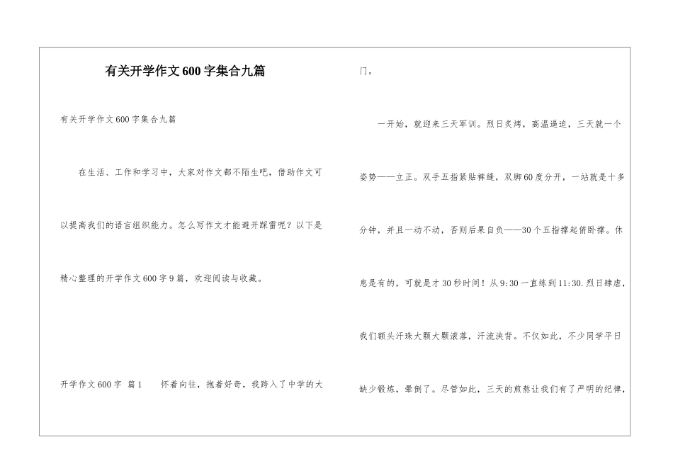 有关开学作文600字集合九篇_第1页