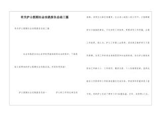 有关护士假期社会实践报告总结三篇