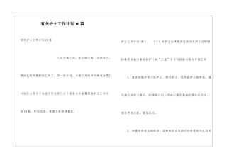 有关护士工作计划10篇