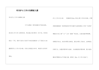 有关护士工作计划模板九篇