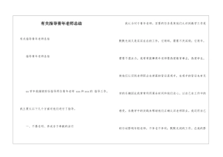 有关指导青年教师总结