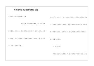 有关教师工作计划模板集合五篇