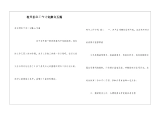 有关明年工作计划集合五篇