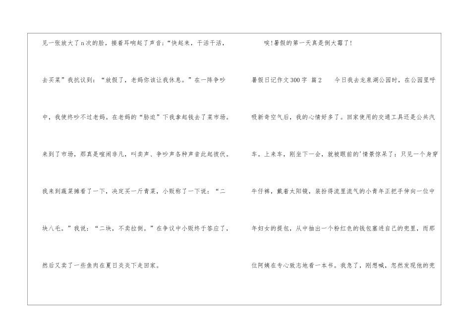 有关暑假日记作文300字汇编四篇_第2页