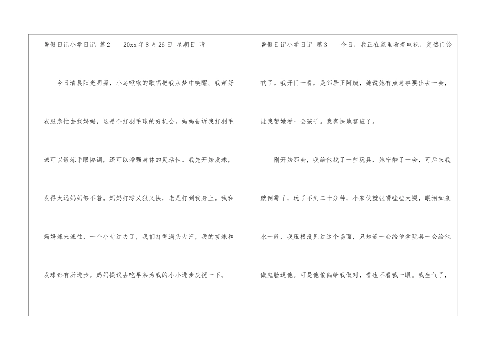 有关暑假日记小学日记模板6篇_第3页