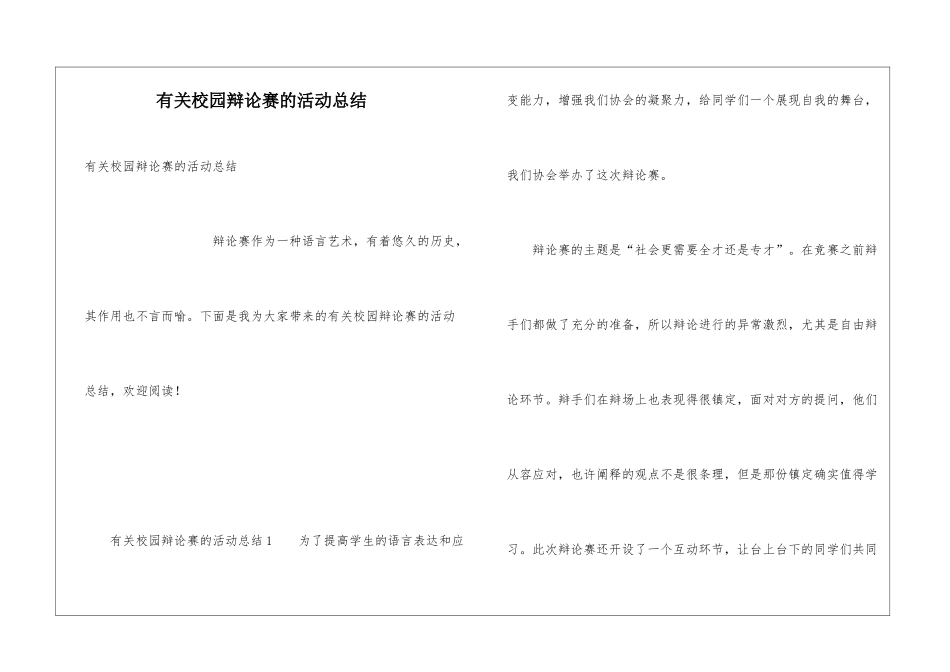 有关校园辩论赛的活动总结_第1页