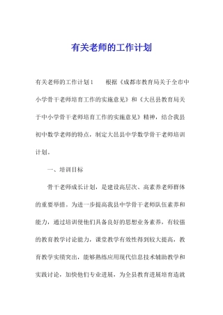 有关老师的工作计划