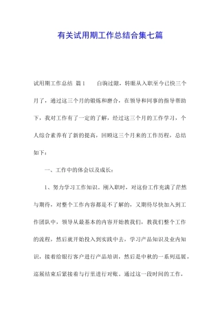 有关试用期工作总结合集七篇