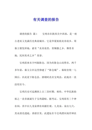 有关调查的报告