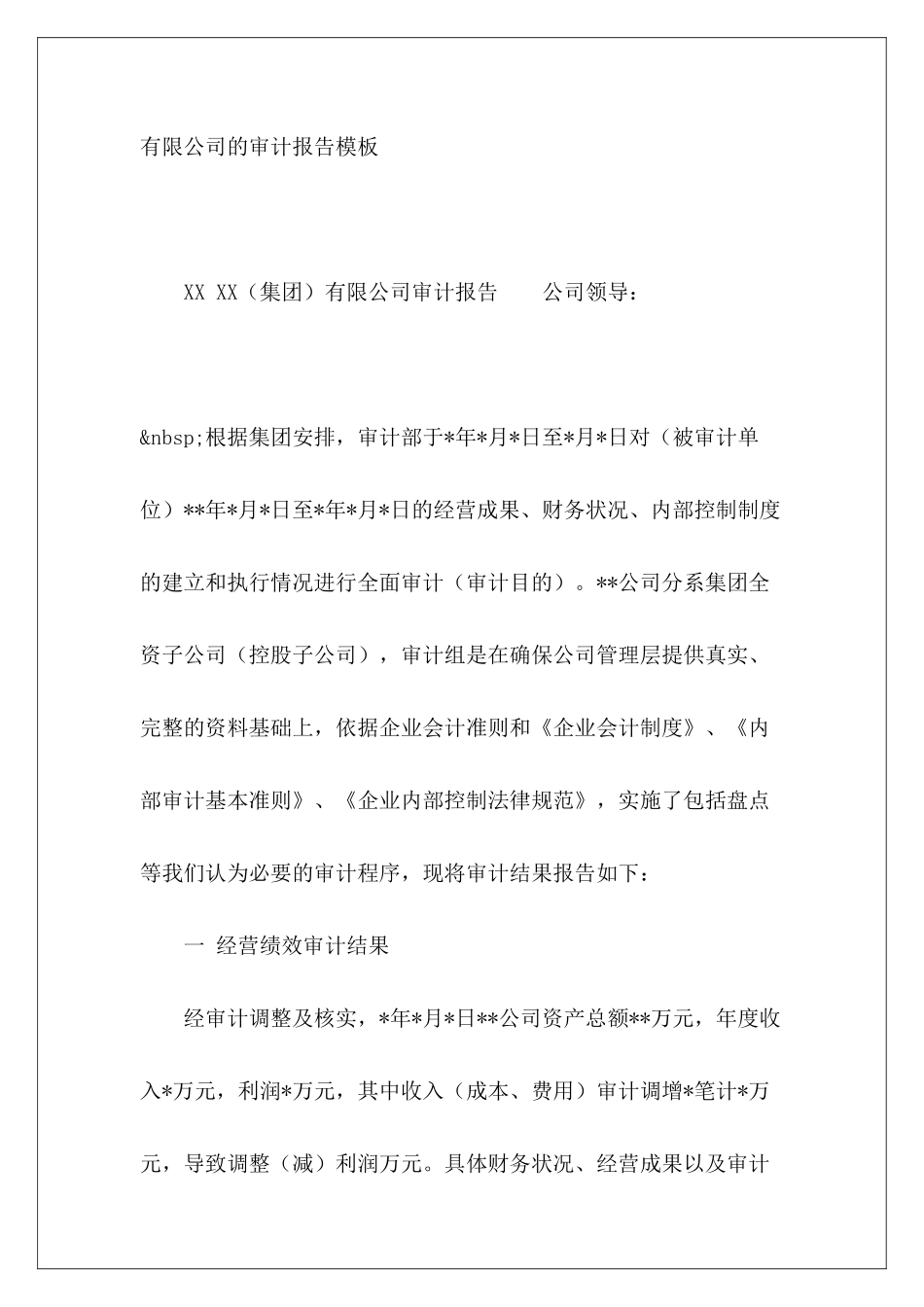 有限公司的审计报告模板_第2页