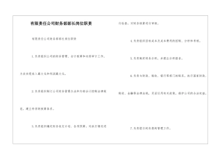 有限责任公司财务部部长岗位职责--