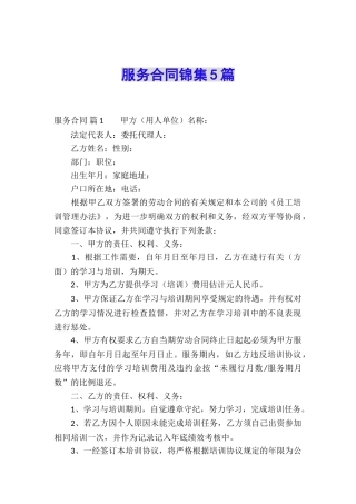服务合同锦集5篇