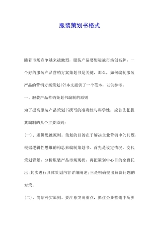 服装策划书格式