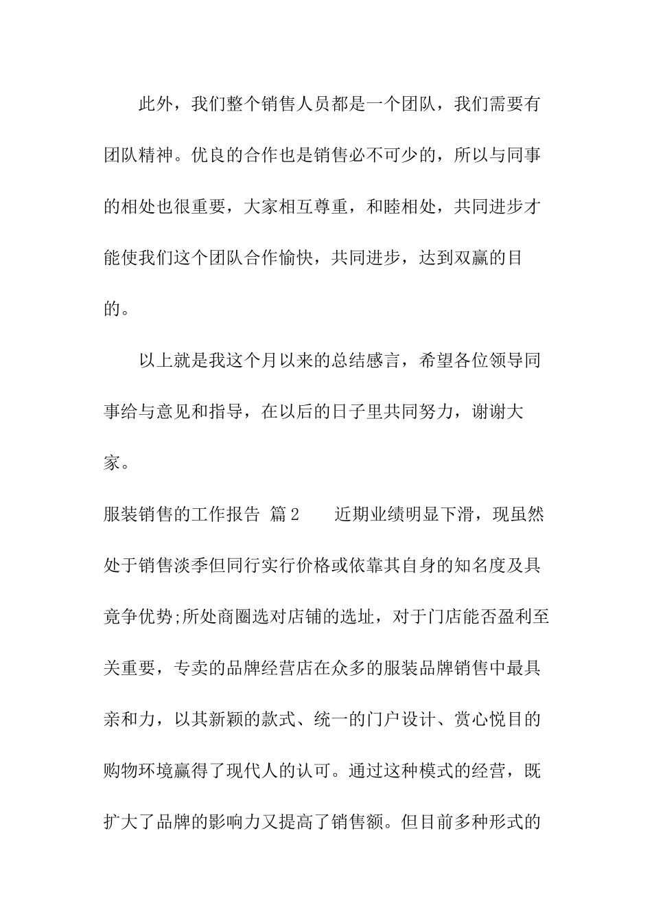 服装销售的工作报告_第2页