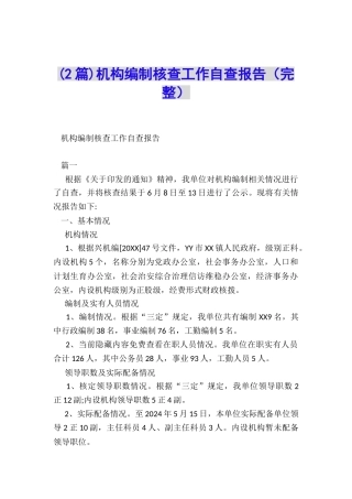 机构编制核查工作自查报告