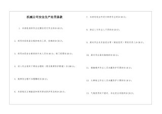 机械公司安全生产处罚条款
