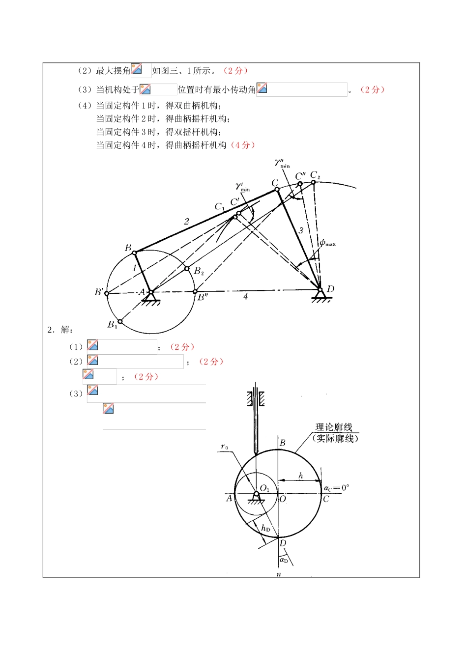 机械原理试题A卷答案-成人高等教育、网络教育_第2页