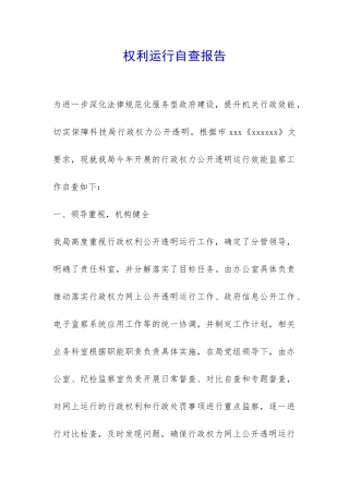 权利运行自查报告-
