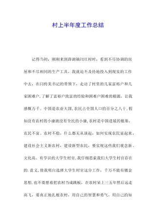 村上半年度工作总结