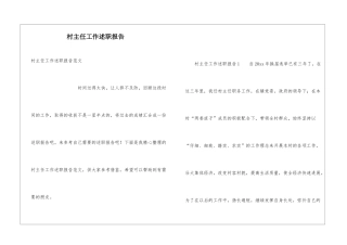 村主任工作述职报告