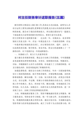 村主任财务审计述职报告