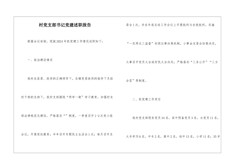 村党支部书记党建述职报告_第1页