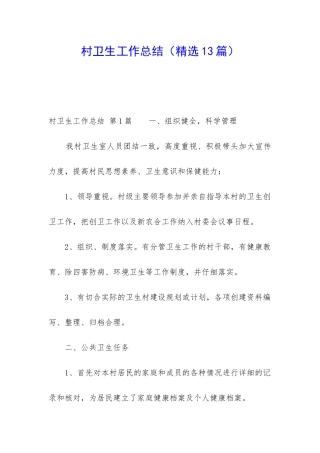 村卫生工作总结