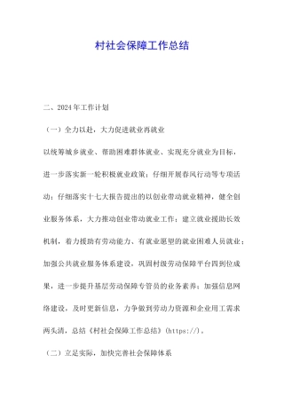 村社会保障工作总结-