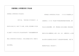 村级残疾人专职委员的工作总结