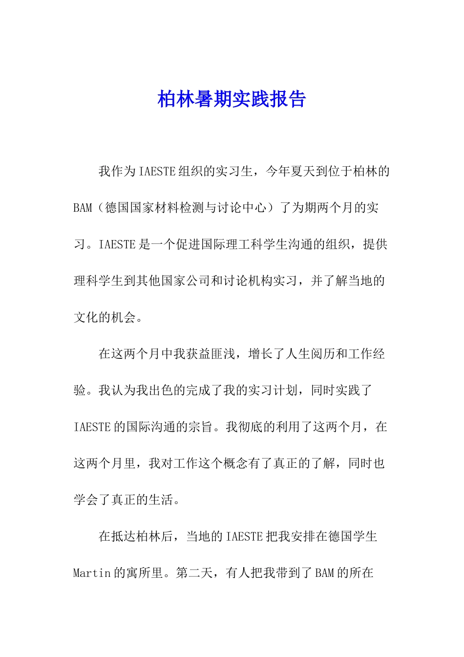 柏林暑期实践报告_第1页