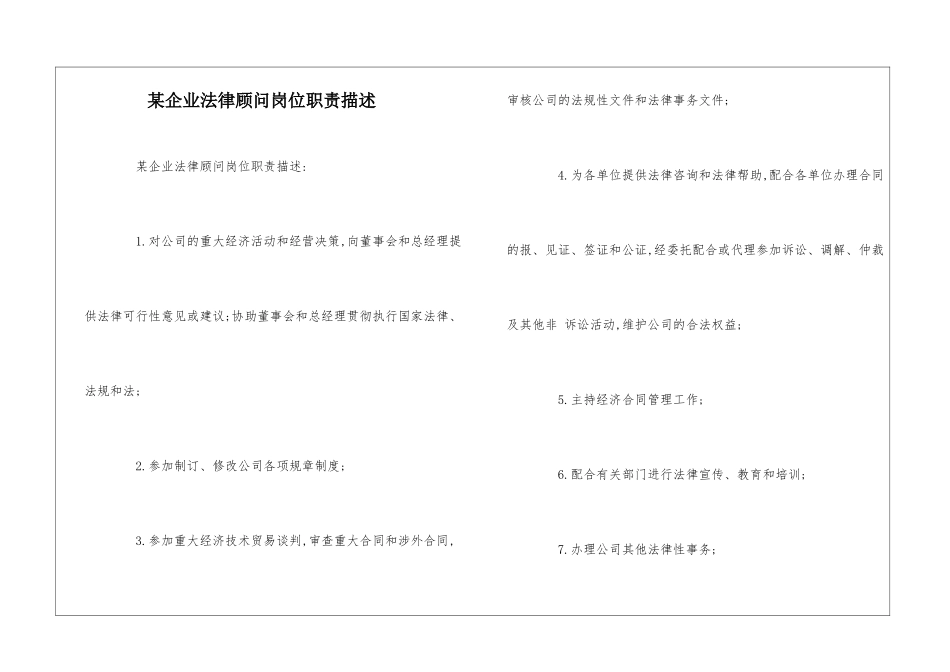 某企业法律顾问岗位职责描述--_第1页