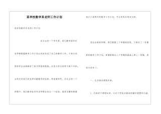 某学校数学系教师工作计划