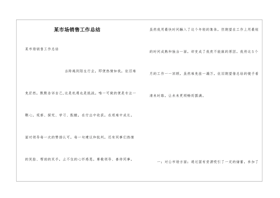 某市场销售工作总结_第1页