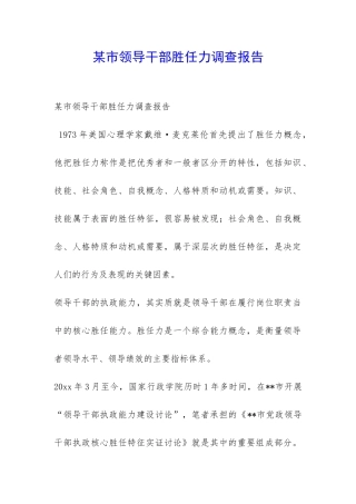 某市领导干部胜任力调查报告-