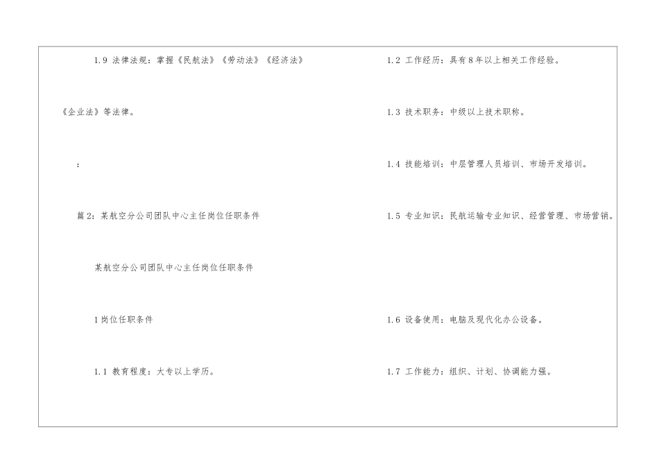 某航空分公司团队中心党支部书记岗位任职条件--_第2页