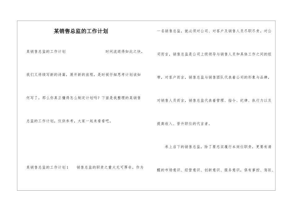 某销售总监的工作计划_第1页