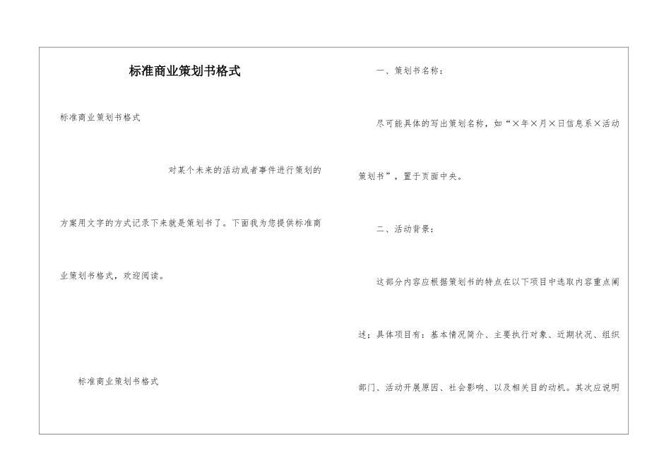 标准商业策划书格式_第1页