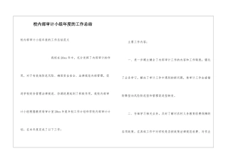 校内部审计小组年度的工作总结