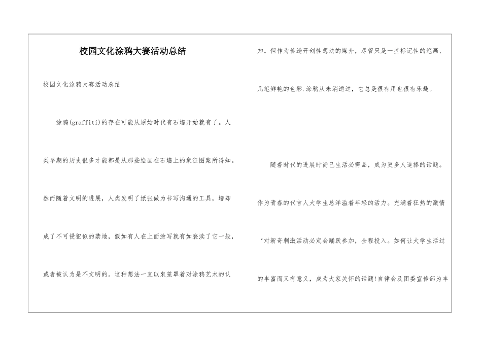 校园文化涂鸦大赛活动总结_第1页