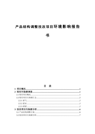产品结构调整技改项目环境影响报告书