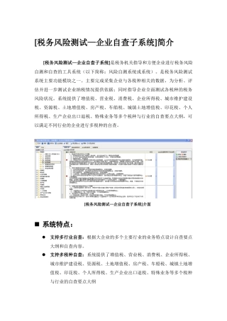 税务风险测试企业自查子系统简介