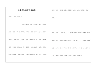 校实习生实习工作总结