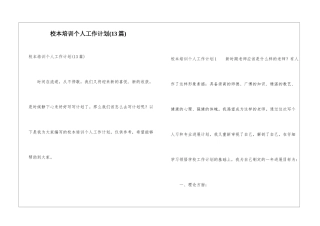 校本培训个人工作计划(13篇)